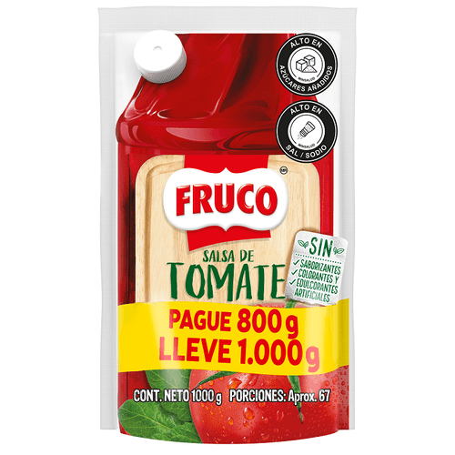 SALSA TOMATE FRUCO PAG 800GR LLEV 1000GR