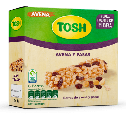 BARRA TOSH PASAS AVENA*138GR