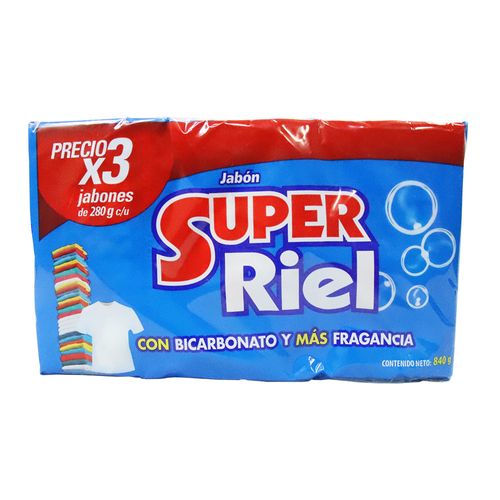 JABON BARRA SUPER RIEL*280GR*3UND
