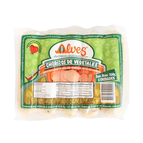 CHORIZO DE VEGETALES ALVES  x 250GR