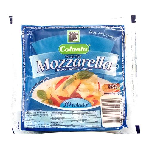 QUESO MOZARELLA TAJ 500gr COLANTA