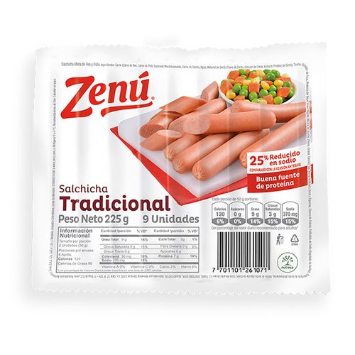 SALCHICHA TRADICIONAL ZENU*225GR