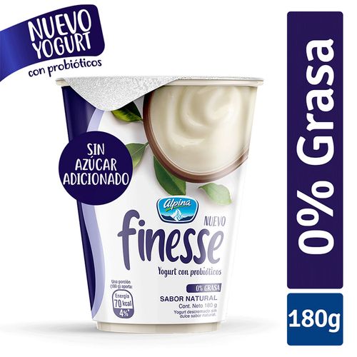 YOGURT FINESSE NATURAL  VASO*180 GR