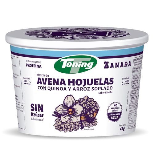 AVENA HOJUELA VAINILLA TONING*45GR