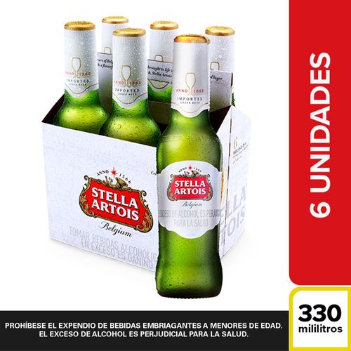 CERVEZA BOT STELLA ARTOIS 330ML X6UNDS