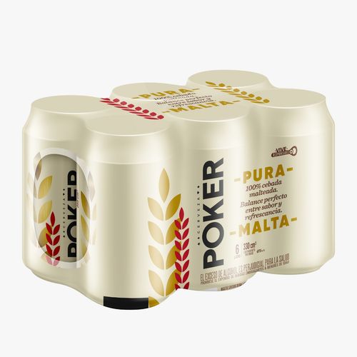 CERVEZA LATA POKER PURA MALTA X6 x 330ML