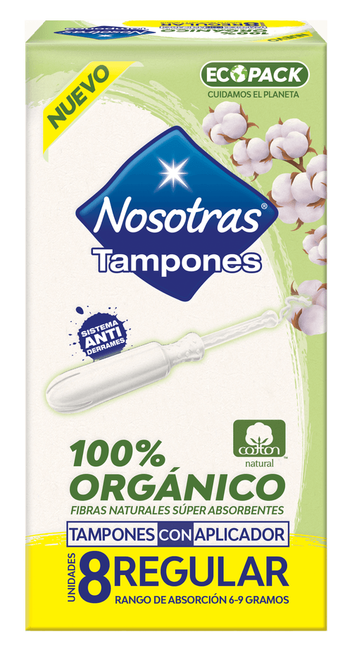 TAMPONES APLICADOR REGULAR ORGANICO x8UN