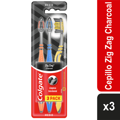 CEPILLO COLGATE ZIG ZAG CHARCOAL x 3UND