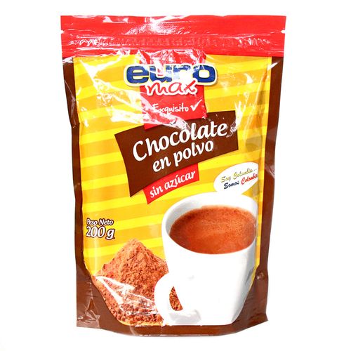 CHOCOLATE EUROMAX SIN AZUCAR POLVO*200GR