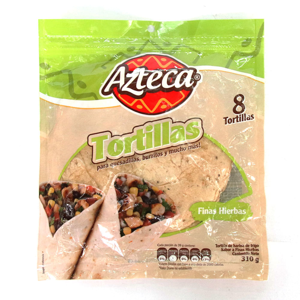 TORTILLAS AZTECA FINAS HIERBAS*310GR