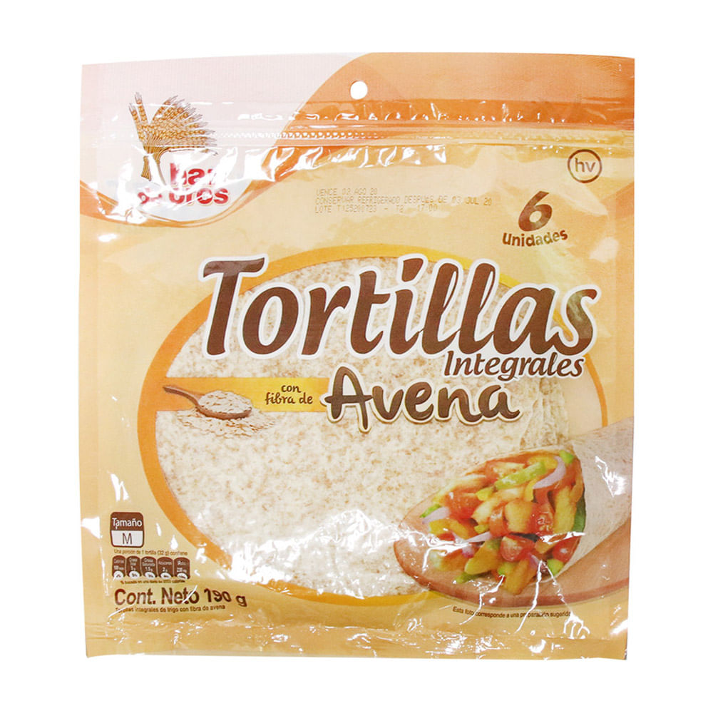 TORTILLA INTEGRAL AVENA HAZ DE OROS*190G
