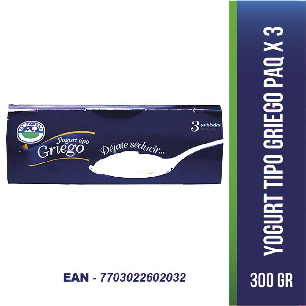 YOGURT TP GRIEGO 3UND*100GR ZARZAL SURTI