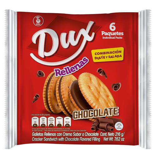 GALLETA DUX RELLENAS CHOCOLATE  x 216GR