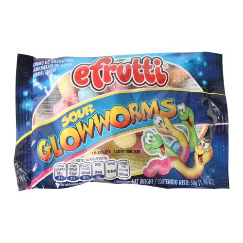 GOMAS SOUR GLOWWORMS  x 50GR E-FRUTTI