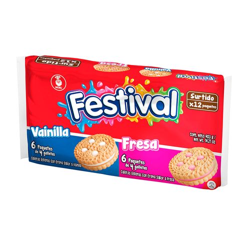 GALLETA FESTIVAL SUR FRESA+VAINILLA*403G