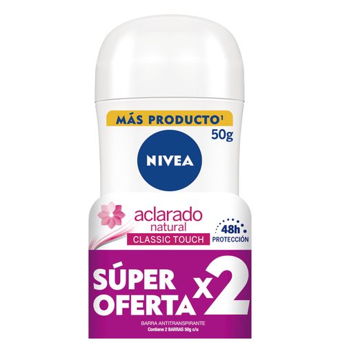 DEO BARRA ACLARADO NAT MUJER NIVEA 2*50M