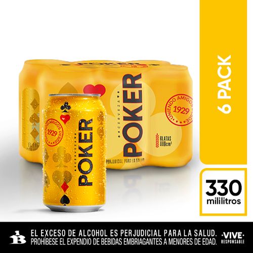 CERVEZA LATA POKER X6 x 330ML