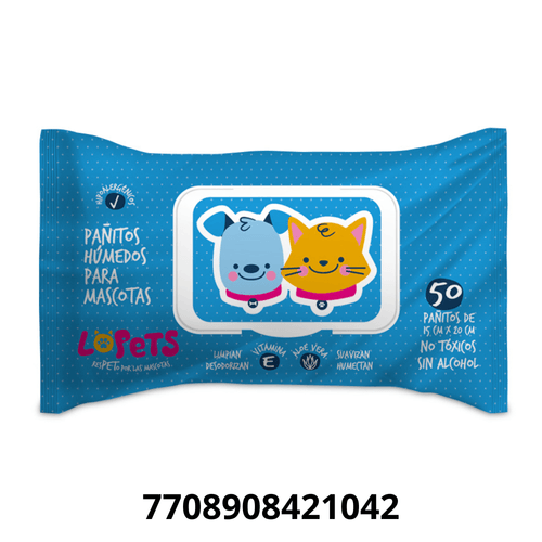 PAÑITOS HUMEDOS LOPETS MASCOTAS*50UND