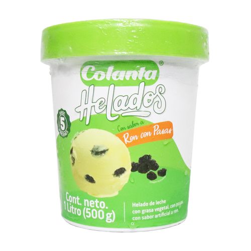 HELADO RON PASAS COLANTA*580 GR