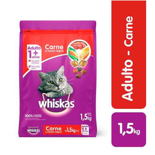 WHISKAS ADULTO CARNE  x 1.5 KG