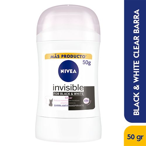 DEO BARRA BLACK WHITE MUJER NIVEA *50GR