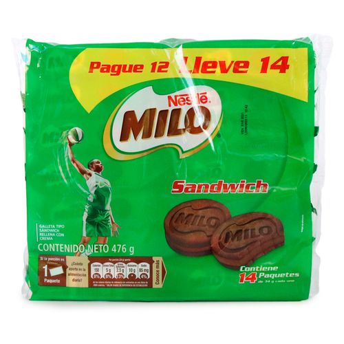 GALLETA MILO SANDWICH  x 408GR