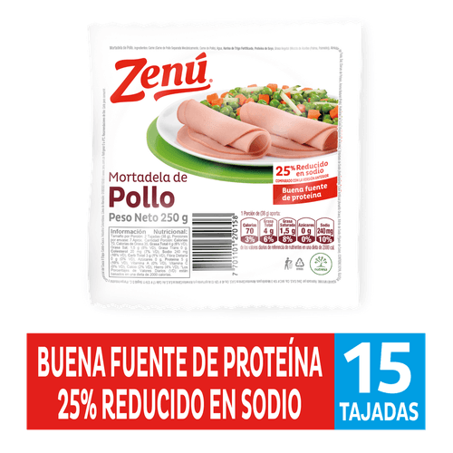MORTADELA TRADICIONAL POLLO ZENU*250GR