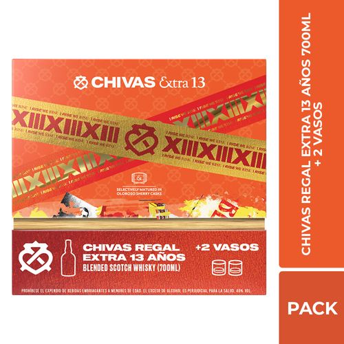 ESTU WHISKY CHIVAS 13YEARS *700ML+2VASOS