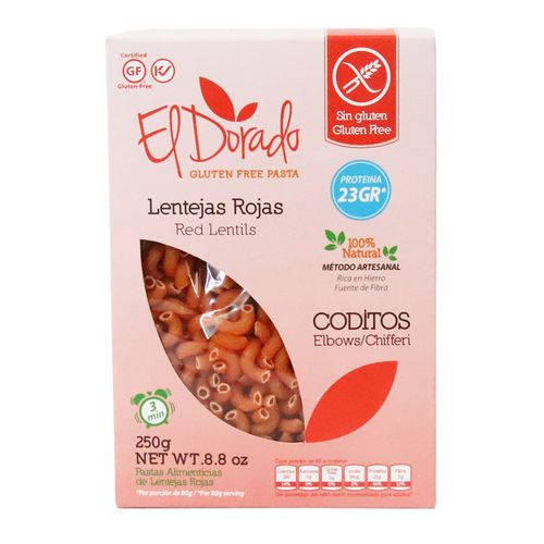 PASTA DE LENTEJAS CODITO EL DORADO*250GR