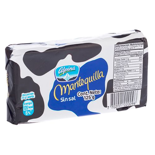 MANTEQUILLA SIN SAL ALPINA  x 125GR