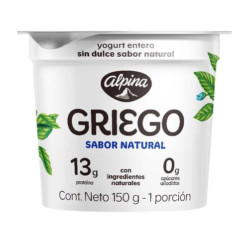YOGURT GRIEGO ALPINA NATURAL*150GR