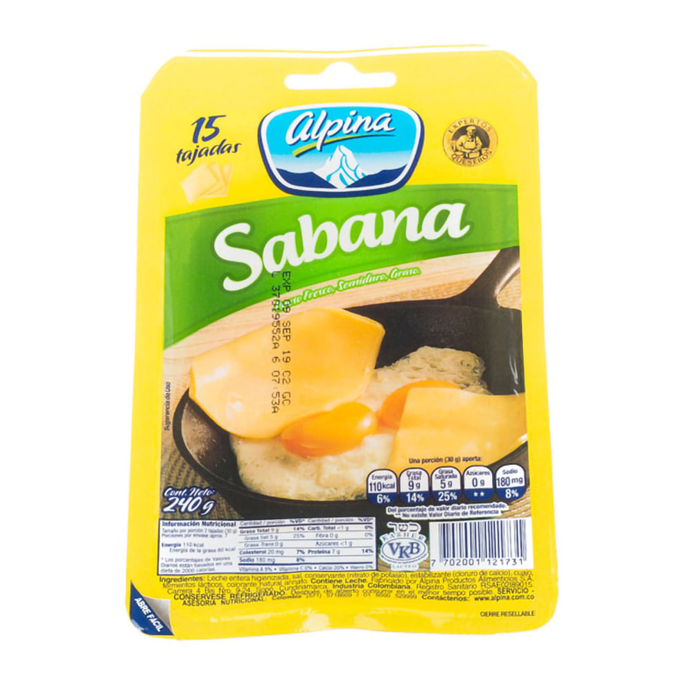 QUESO SABANA ALPINA x 15 TAJ x 240GR
