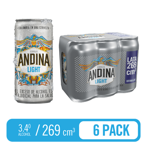 CERVEZA ANDINA LIGTH SIXPACK*269ML