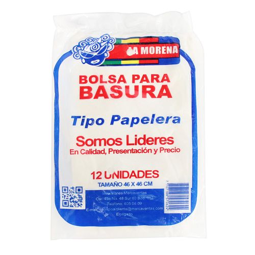 BOLSA BASURA PAPELERA 46X46CM x 12U