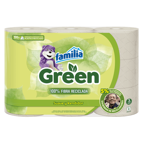 PAPEL HIGIENICO FAMILIA GREEN*9UND