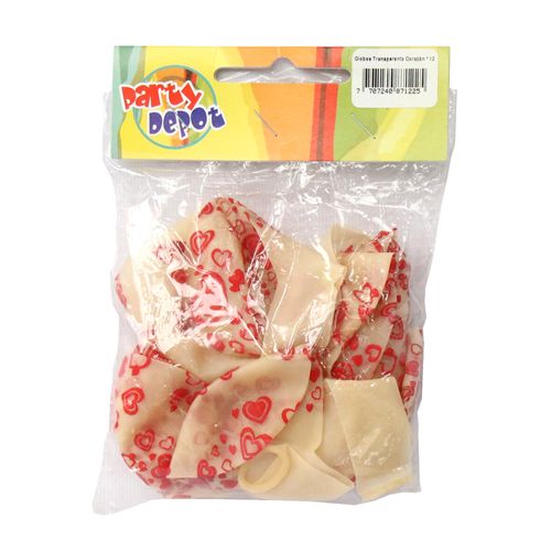 GLOBOS TRANSPAR CORAZON PARTY DEPOT*12UN