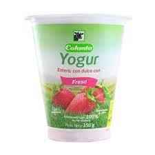 YOGUR ENTERO DE FRESA VASO COLANTA*150GR