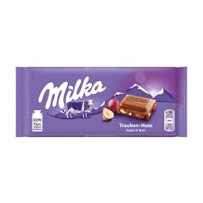 CHOCOLATINA UVAS Y AVELLANAS MILKA*100GR