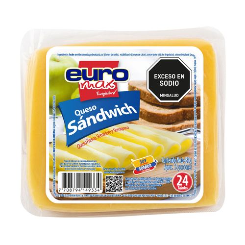 QUESO EUROMAX SANDWICH X 450GR 24TAJADAS