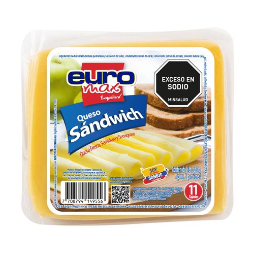 QUESO EUROMAX SANDWICH X 200GR 11 TAJADA