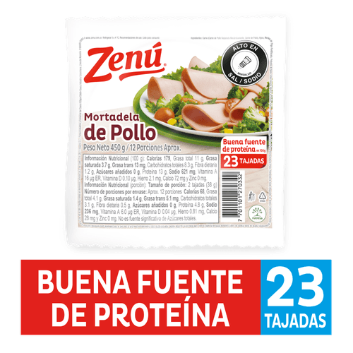 MORTADELA DE POLLO ZENU*450GR