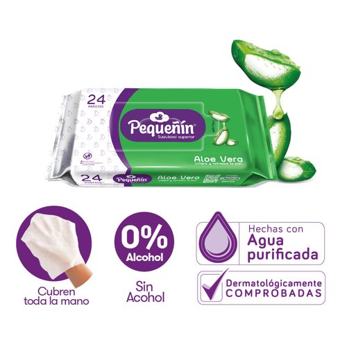 PAÑO HUMEDO PEQUEÑIN ALOE  x 24
