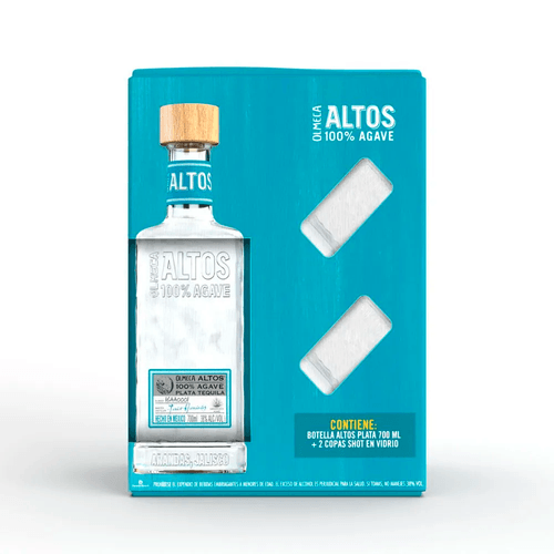 TEQUILA OLMECA ALTOS PLAT X700ML+2 VASOS