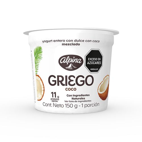 YOGURT GRIEGO SABORIZAD COCO ALPIN*150GR