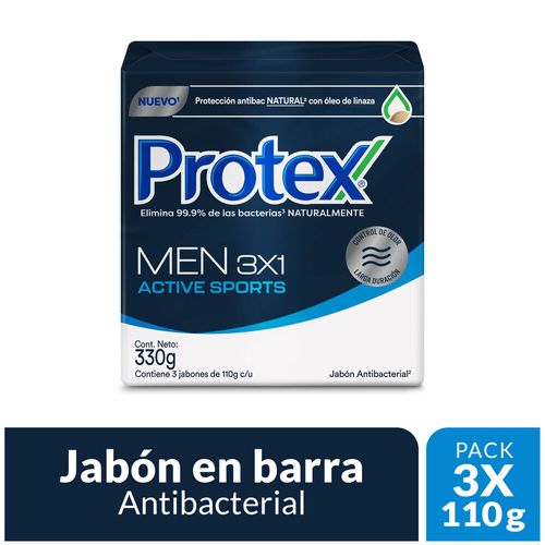 JABON MEN SPORT PROTEX  x 3 UND x 110 GR