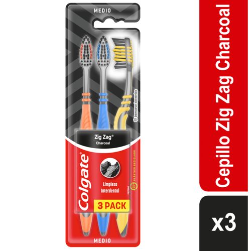 CEPILLO COLGATE ZIG ZAG CHARCOAL x 3UND