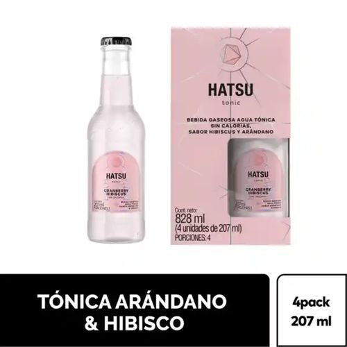 AGUA TONICA HATSU HISBISCUS *207ML 4PACK