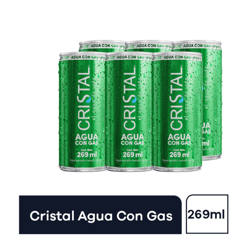 AGUA CRISTAL CON GAS LATA X 269ML 6PACK