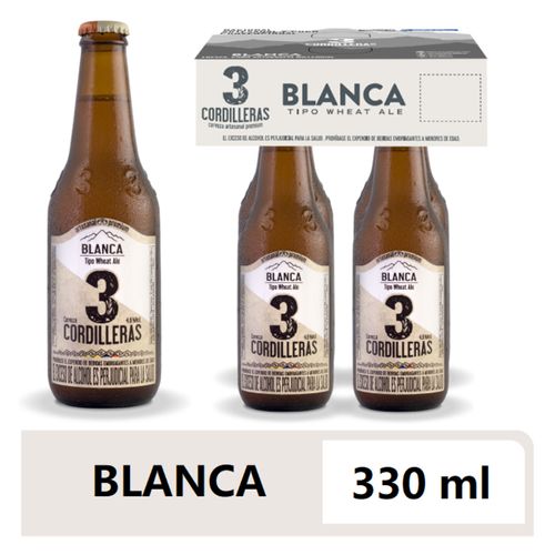 CERVEZA 3 CORDILLERAS BLANCA 4UND*330ML
