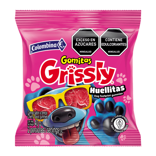 GOMA GRISSLY SNACKS HUELLITAS X 40 GR